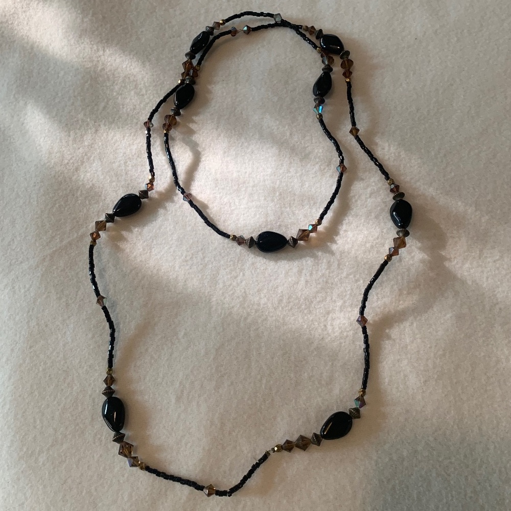 Vintage Black Bead Necklace